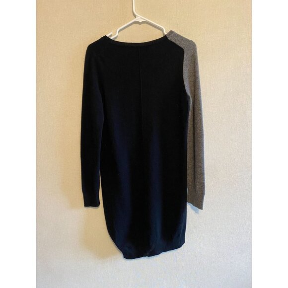 360 Cashmere Asymmetrical Black And Gray Cashmere Blend Longsleeved Dress S - Picture 3 of 5